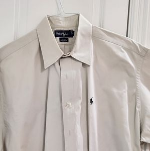 Men's tan Ralph Lauren XL short sleeve button up shirt.